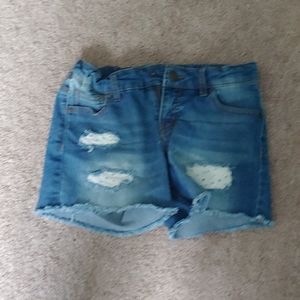 Girls ripped denim shorts